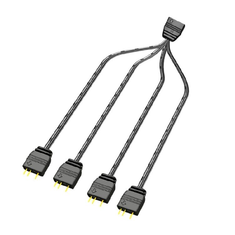 

1 to 4 ARGB Splitter Cable 5V 3-pin RGB LED Sync Cable 33cm Y Splitter Extension 1