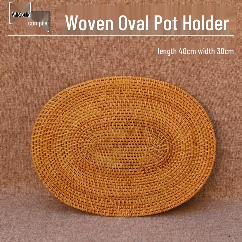 Hand-Woven Rattan Coaster & Non-Slip Table Mat Set: Heat-Resistant Placemats for Water Cups, Teapots, Bowls, Plates & Dining Tables.