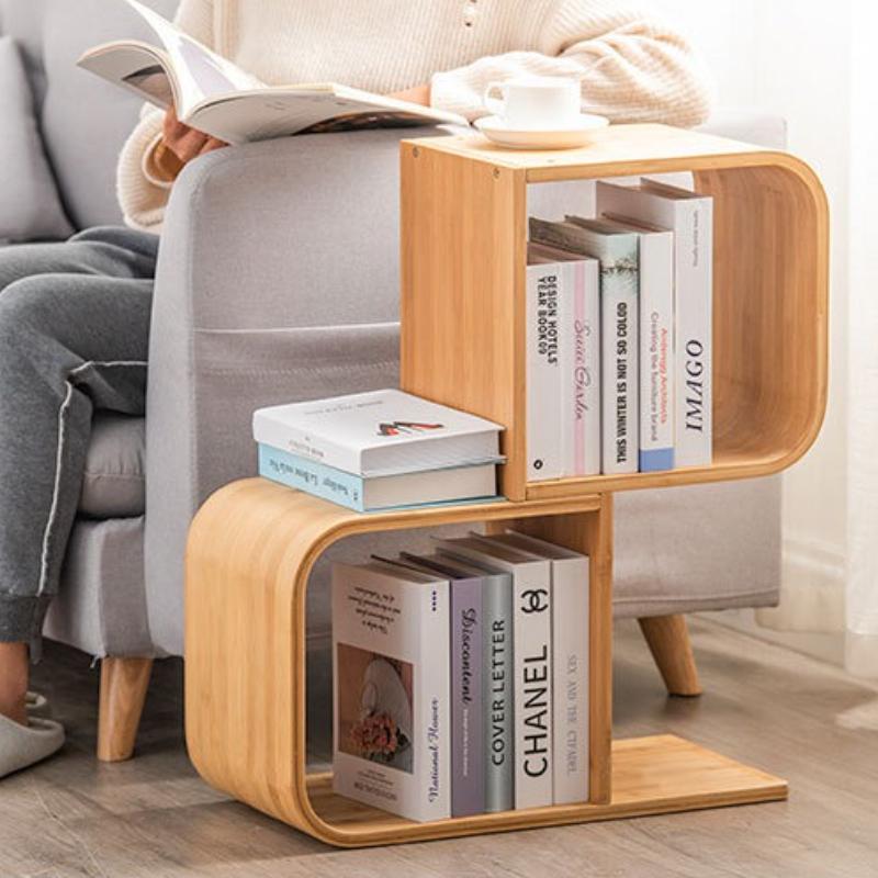 Bamboo Bookcases Modern Living Room Bookshelf Simple Bedroom Book Storage Shelf Multifunctional Office Nordic Organize Rack