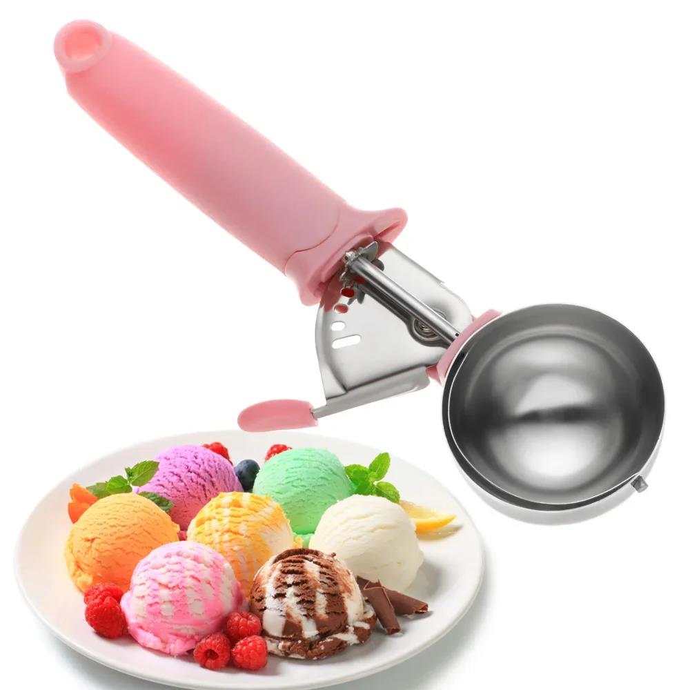 Ice Cream Scoop with Trigger Fruit Scoop with Comfort Grip Handle Stainless Steel Ice Cream Scoop for Home Ice Cream Tool 6