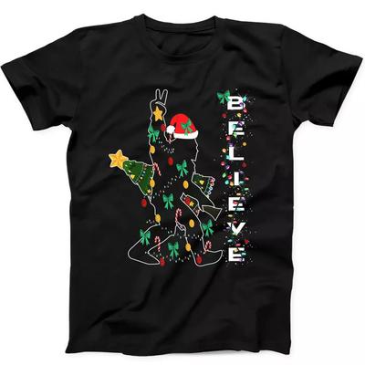 Christmas Bigfoot Believe Xmas Retro Funny Gift Black T Shirt 223