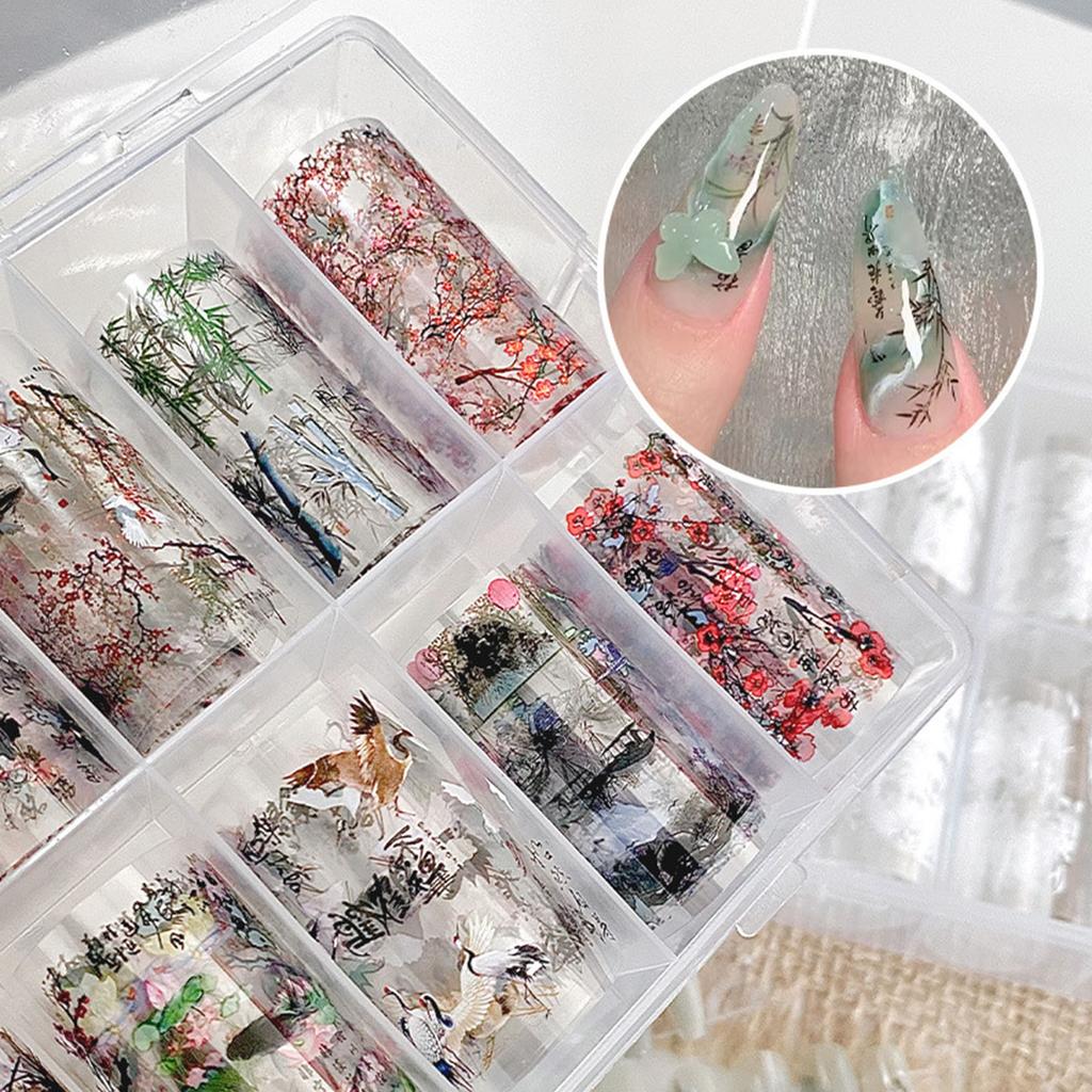 Nail Foils Nail Art Transfer Foil Stickers Flower Color Sheet Adhesive Stickers for Nail Art DIY Decorations Nail Decals