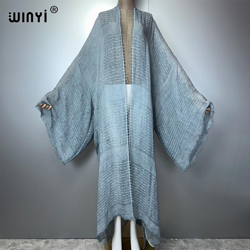 WINYI hochwertig bequem Damen Weicher Cardigan Lockeres Kleid Party Boho Maxi Strand Urlaub Bade-Überwürfe Afrika Kimono