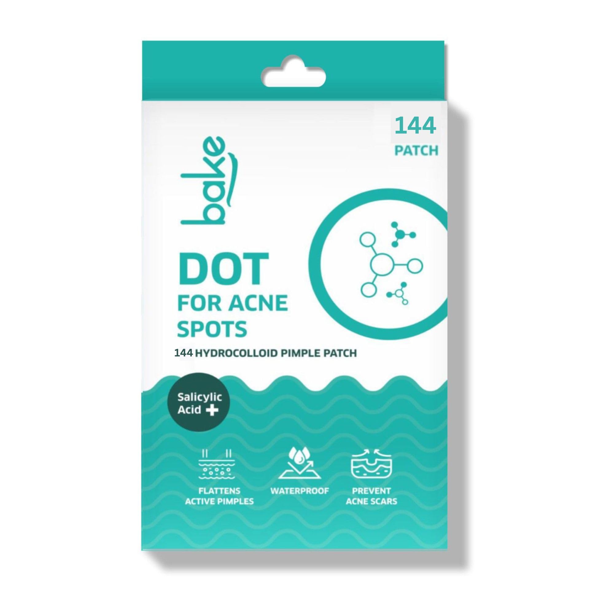 BAKE 2% Salicylic Acid Hydrocolloid Pimple Patches (144 Dots) | Absorbs Oil, Prevents Acne | Waterproof Patches | For Acne, Acne Marks, Acne Prone