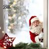 Christmas Scene Stickers Peeking Santa Claus Static Window Cling, No?Glue Sticker, Wall Reusable Glass Decal, Holiday Atmosphere Decor for Home Shop