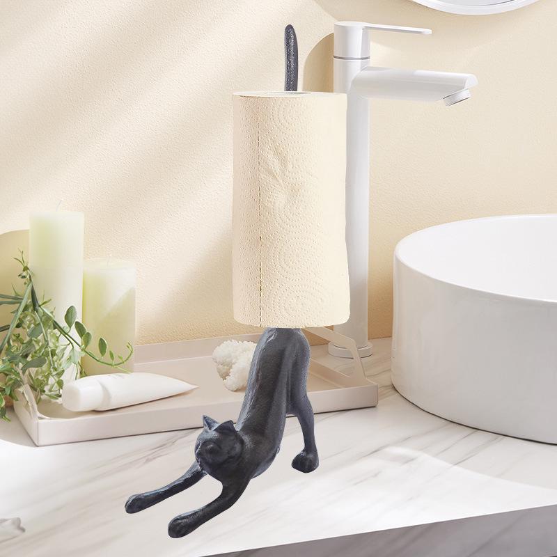 Nordic Cast Iron Cat Paper Towel Holder for Kitchen or Picnic