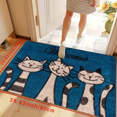 Gestreifter Katzen Teppich Blaue Fußmatte Fußabtreter Außen Teppich Willkommensmatte Weicher Teppich Für Schlafzimmer Heim Dekoration Wohnzimmer Teppich