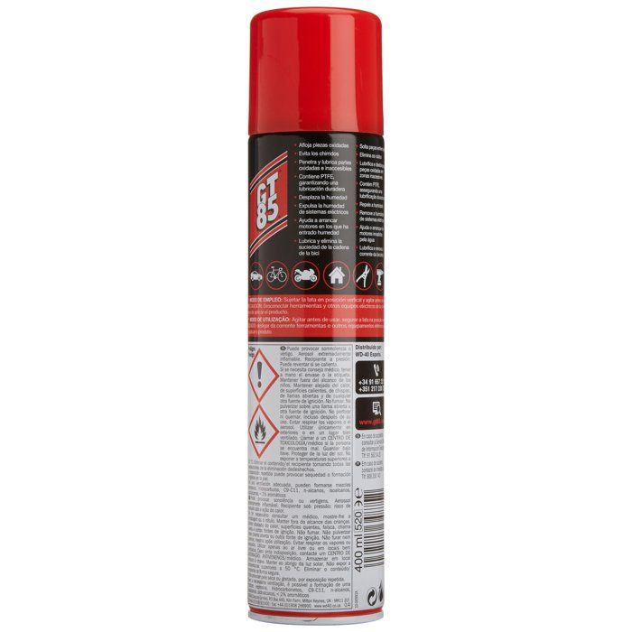 Lubrifiant Multifonction Vélo - GT85 - Spray 400 Ml - PTFE - Évacuation Humidité