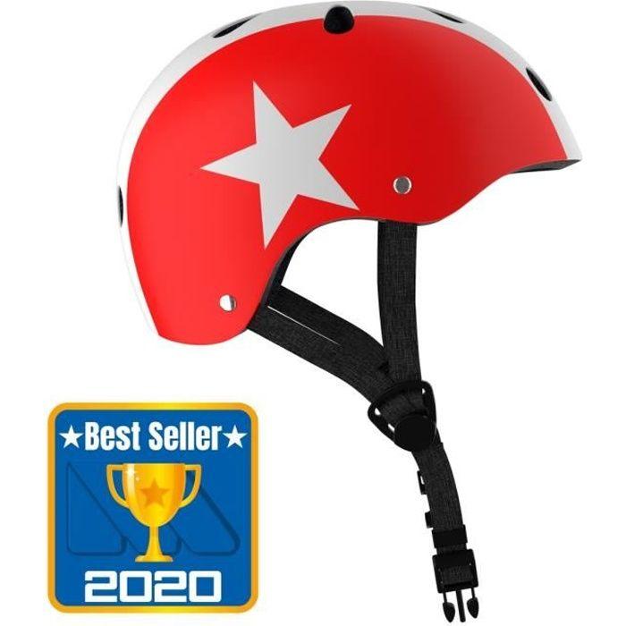 Casque Pour Enfants - MOLTO - Rouge - Pour Vélo, Rollers, Ski, Trottinette, Skateboard, BMX