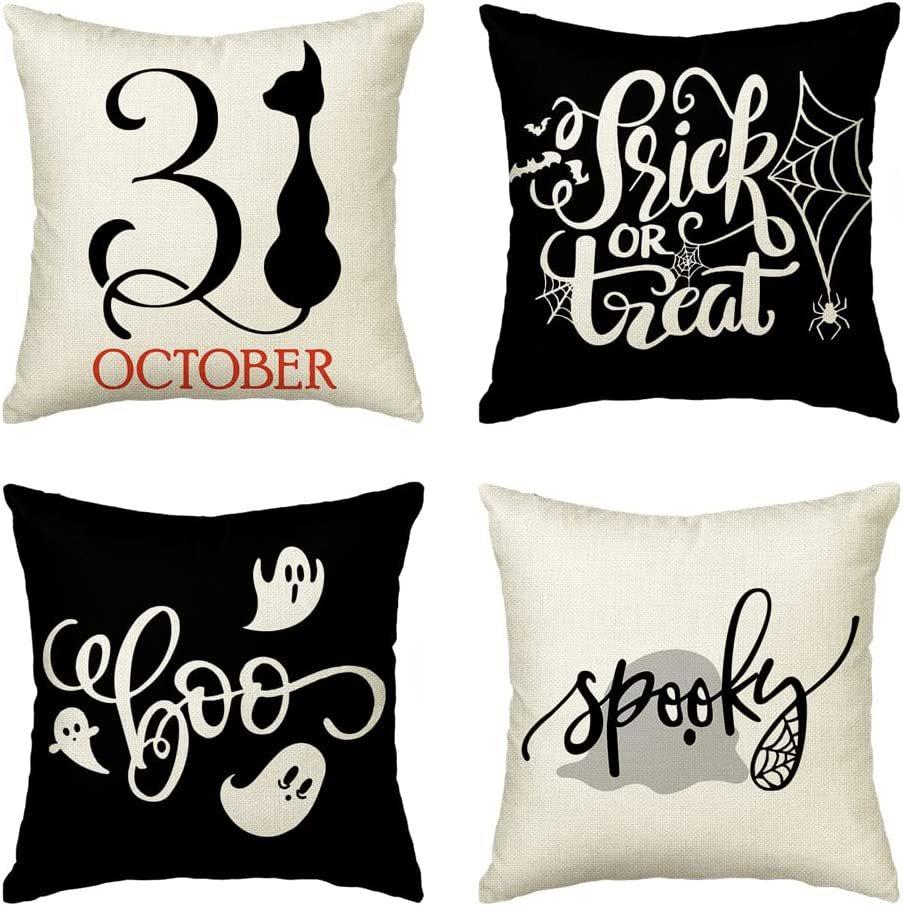 Halloween Pillowcase Devil Cartoon Linen Pillow Print Home Sofa Pillowcase Cushion