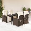 Vidaxl 5-Cz. Gartenmöbel-Set mit Kissen, Braun, Polyrattan