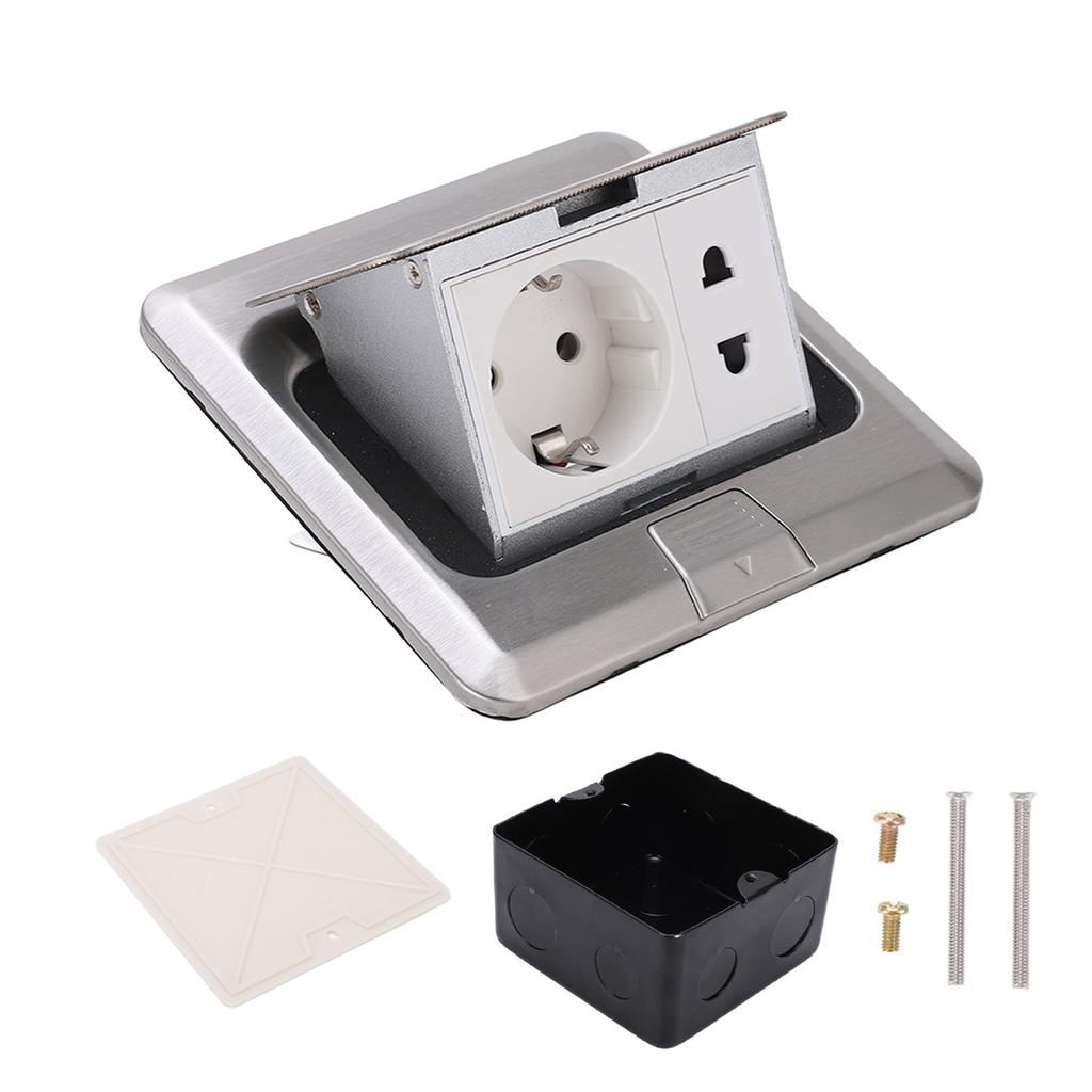 Floor Socket Waterproof 16A 2 Port Sealing Simple Feel Use Safety Durable Silver Bounce Floor Socket 250V
