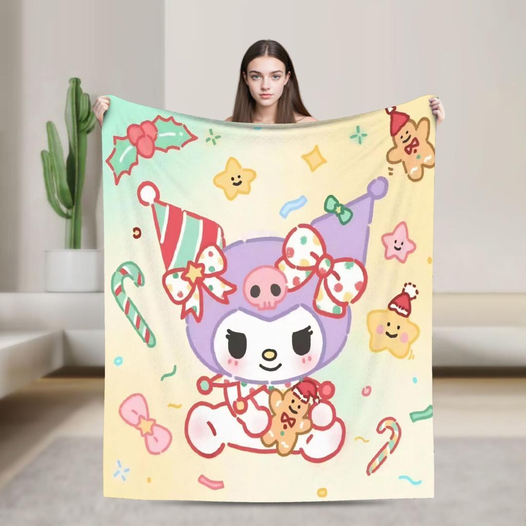 Cinnamoroll Christmas Fleece Blanket Funny Throw Blankets for Bed Sofa Couch 125*100cm Plush Thin Quilt