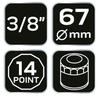 Oil filter socket 67 mm, 14-point
