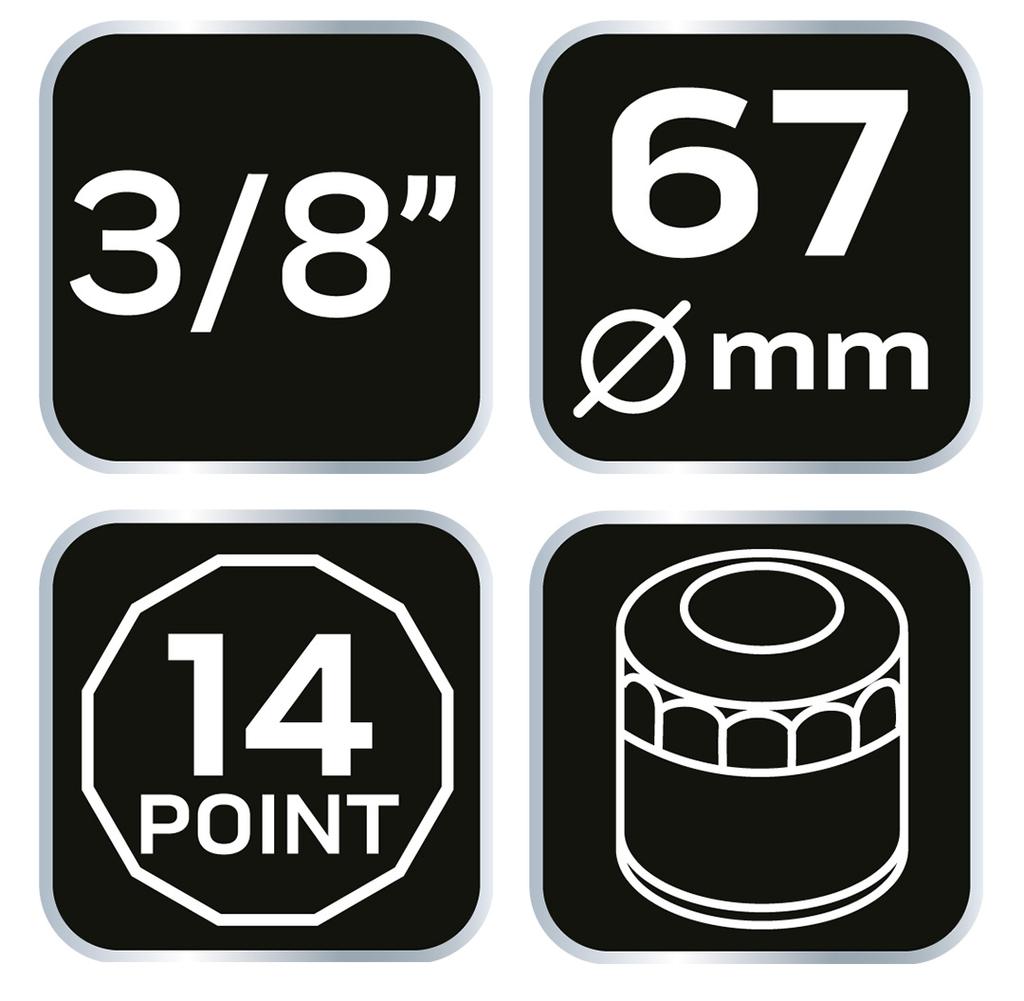 Oil filter socket 67 mm, 14-point