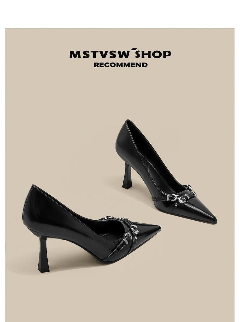 Ya Guan 2025 French Style Women’s Pointed Toe Stiletto Heels - Comfortable Black Exquisite High Heel Shoes.
