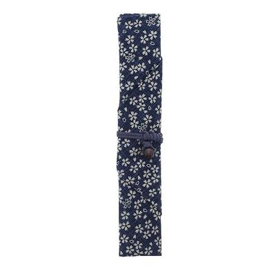 ISHIDA Chopstick Case, Washable, Cherry Blossom Pattern, Includes Inner Bag, Navy, Body Size: 31.0×2