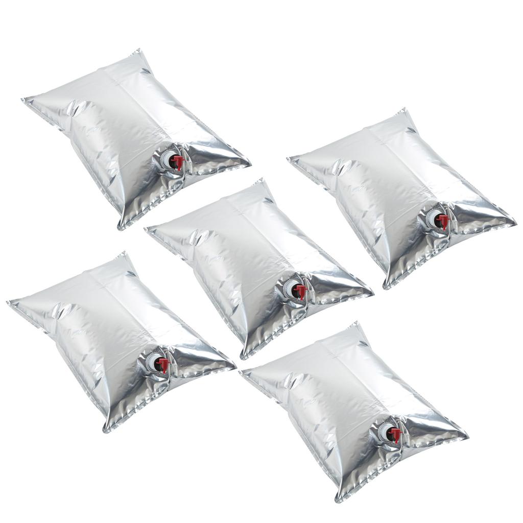 5 Pz Sacchetti per Bevande Liquidi Impermeabili BIB Sacchetti per Conservazione Liquidi Alluminizzati 20L con Valvola a Farfalla