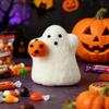 Halloween Wool Felted Ghost with Pumpkin Handmade Mini Felt Ghost Pumpkin Collectible Tabletop Ornaments