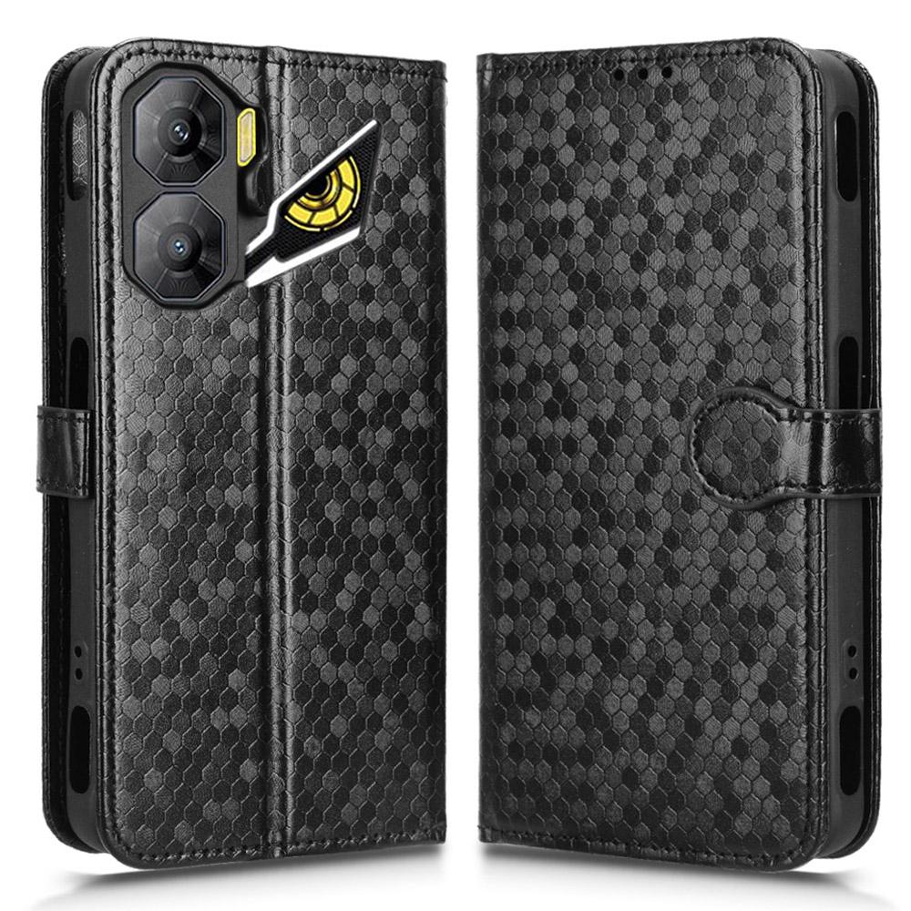 For ZTE Nubia Neo 3 5G Wallet Case Dot Pattern Imprint PU Leather Phone Cover with Wrist Strap