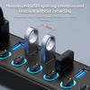 KEBIDUMEI USB HUB 7 Ports USB3.0 Splitter 5Gbps with Individual Switch Power Adapter for Laptop USB Ports Extender USB-C Docking