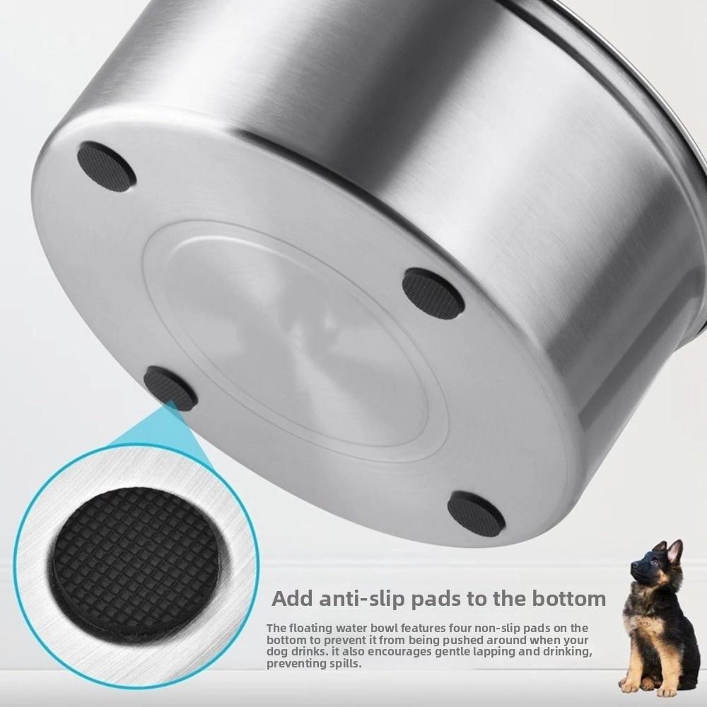 Stainless Steel Dog Water Bowl Anti-Spill Non-Slip Base Cat Floating Bowl Portable Anti-Splash Pet Water Feeder Pet Drinking
