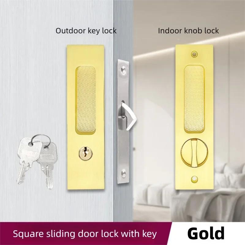 Black Sliding Door Lock with Key Durable Security for Indoor Use - Balcony Kitchen Bathroom Mobile Hook Handle