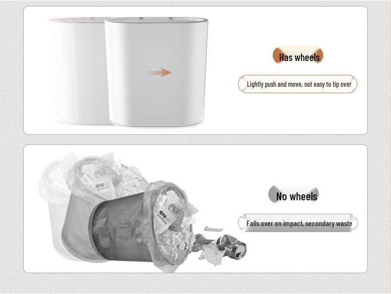 High-Gloss Flip Lid Slim Trash Can for Kitchen & Bathroom