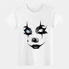 Unisex Creepy Clown Face T-Shirt Gothic Horror Spooky Clown Graphic Casual Tee S