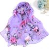 Floral Printed Chiffon Silk Scarf Woman Spring Summer Shawl Light Thin Scarves Sun Protection Wrap Ladies Beach Headband