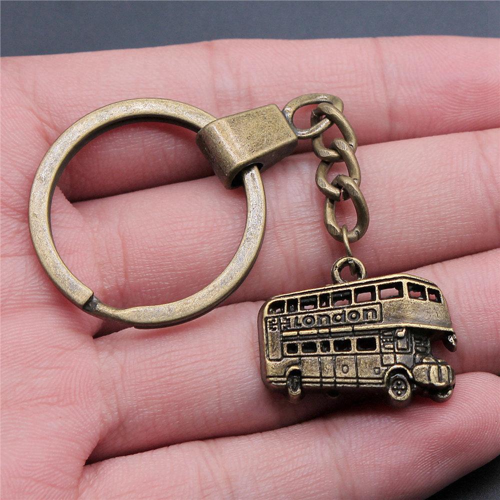 Punk Airplane Gear Steampunk Themed Antique Bronze Metal Keychain with 30mm Ring for Boys Bag Charm