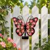 Solar-Gartenornamente für den Außenbereich, 2 Stück Lichter, Metall-Schmetterling Wanddeko, IP65 Wasserdicht, Akzente für den Hinterhof, Hängende Kunst für Zaun, Terrasse, Veranda, Garten