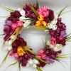 Flower Wreath Realistic Fade Resist Artificial Spring Wreath for Front Door Indoor Outdoor Home Decor Orange