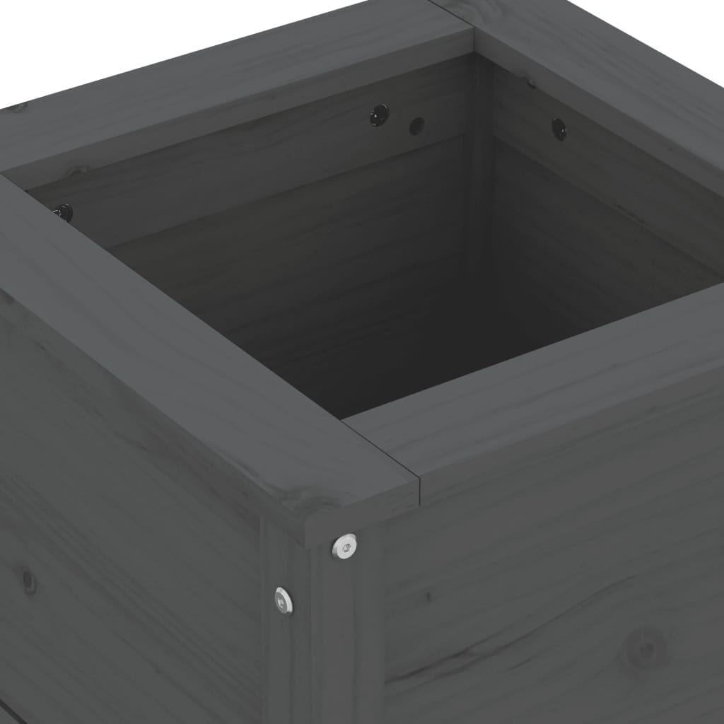 Plant Pot Gray 40x40x39 Cm Solid Pine Wood