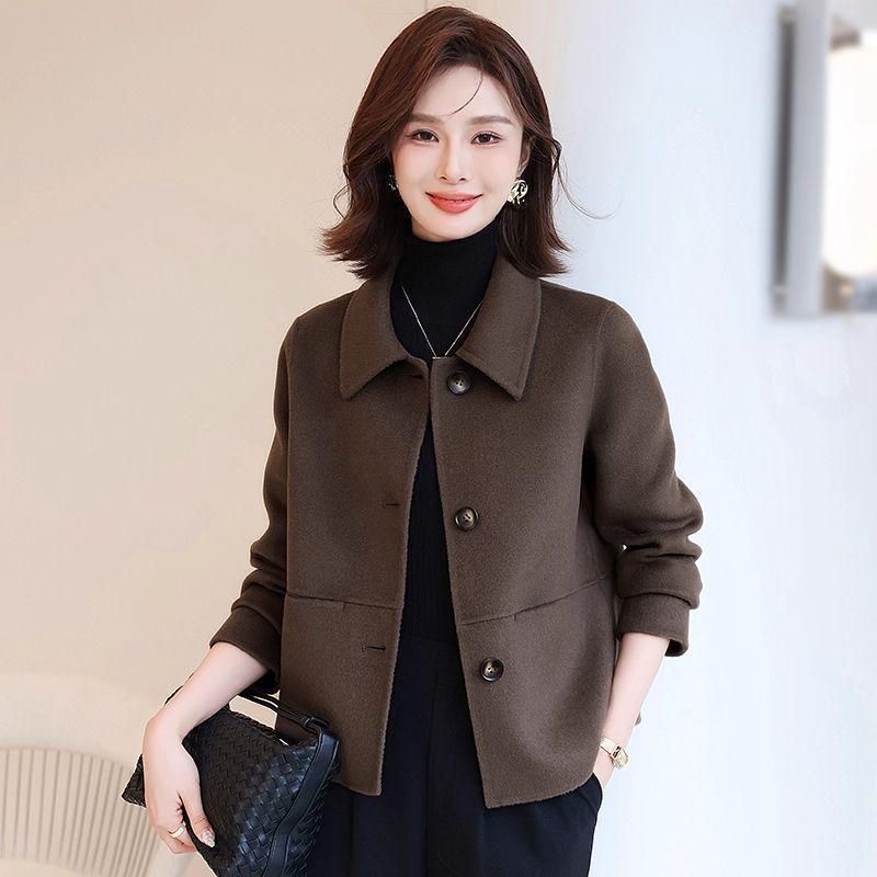

2026 Stylish Autumn/Winter Short Woolen Jacket for Middle-Aged and Petite Elderly Women M 90-100 lbs
