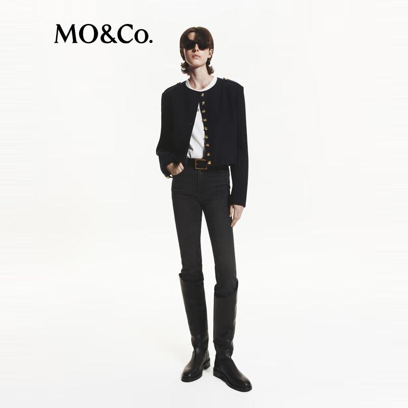 

MO&Co. Короткое пальто с подплечниками из мериносовой шерсти