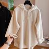 Bluza z kapturem w dużym rozmiarze dla kobiet na jesień, francuski niszowy design, wiosna i jesień, dla puszystych, zakrywająca brzuch, bluza z długim rękawem