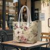 Vintage Floral Print Casual Tote Bag Large Capacity Daily Shoulder Handbag for Women Shopping Travel Daily Use