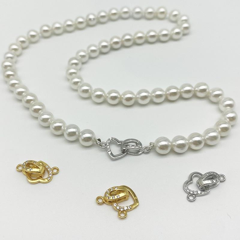 Yansheng S925 Sterling Silver Diamond Heart Clasp Necklace & Bracelet DIY Pearl Chain.