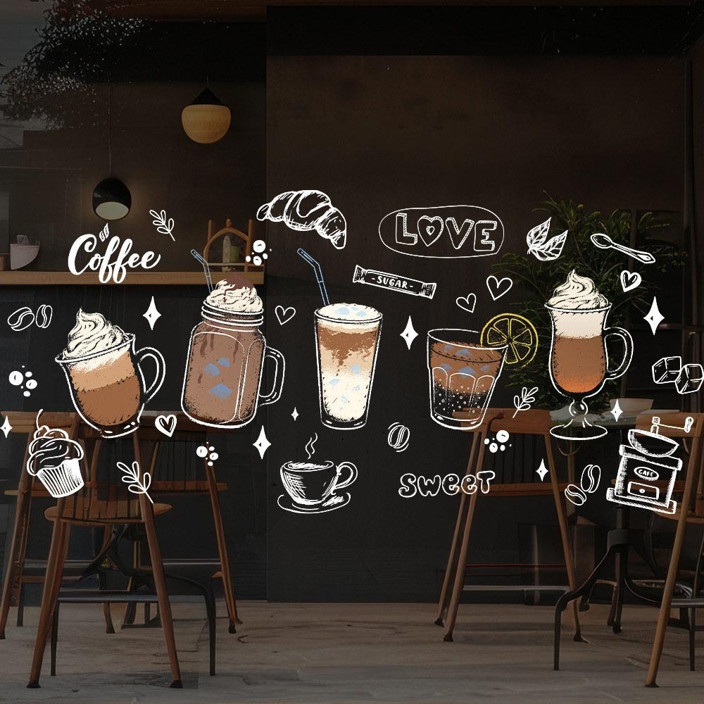 Cartoon Ice Cream Static Window Sticker Multicolor Glass Door Decals Cafe Bread Shop