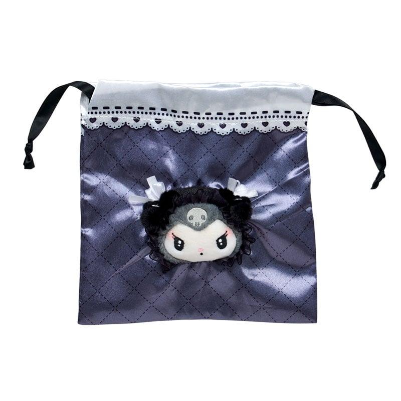 Sanrio KUROMI Boa Face Drawstring Bag ( KUROMI in the Moonlight ) Japan NEW