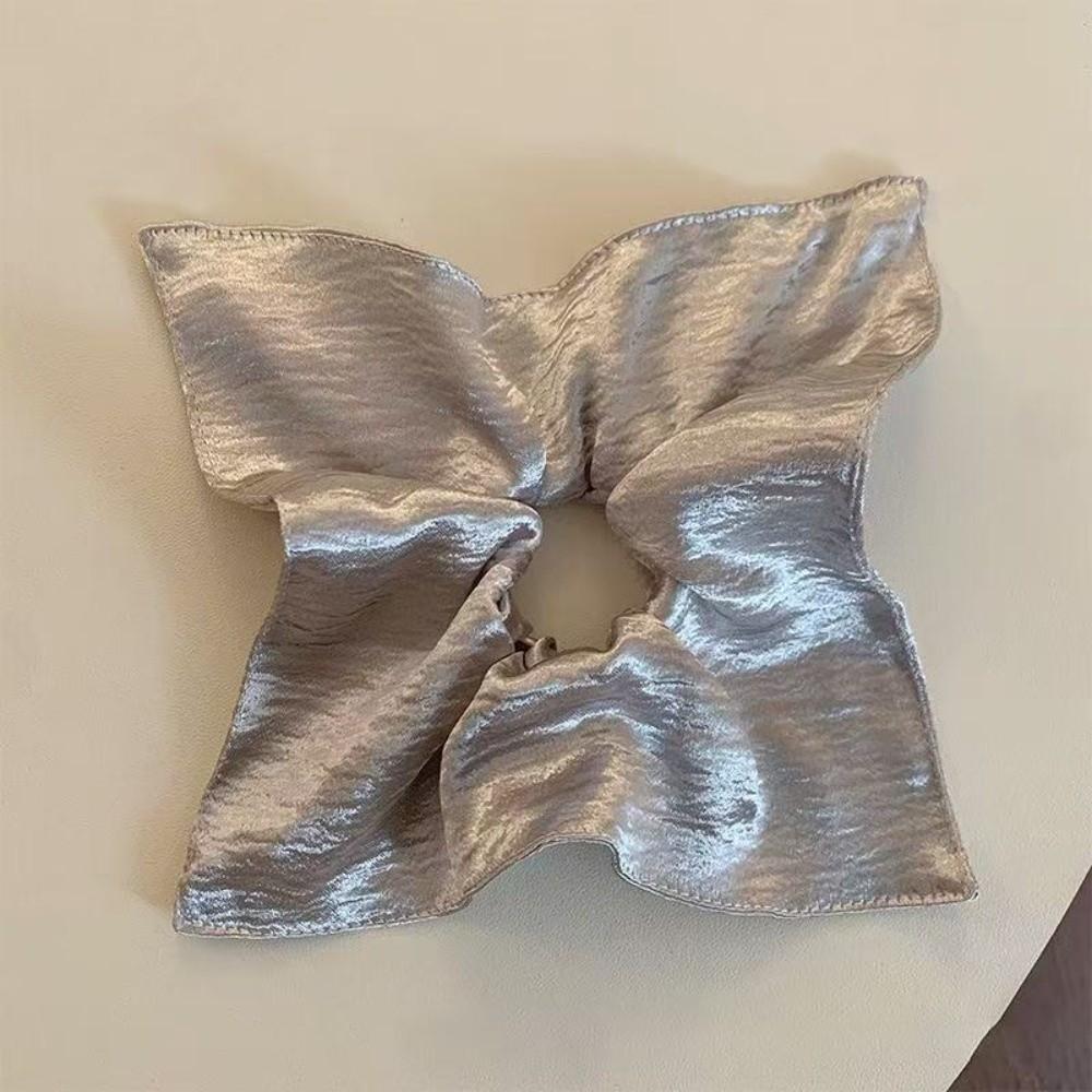 Shiny Large Hair Tie Square Rubber Bands New Silver Hair Scrunchie Girls
