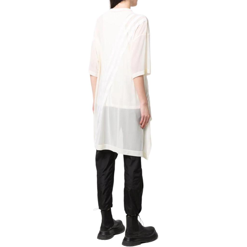 Y-3 Mesh Splicing Striped Short Sleeve T-Shirt Women Tops White HG6112