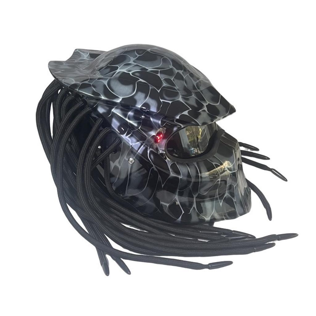 HOT Predator Personality Motorcycle Full Face Helmet Cosplay Male Warrior Motorcycle Accessories Helmet Retro Braid Abs Capacete