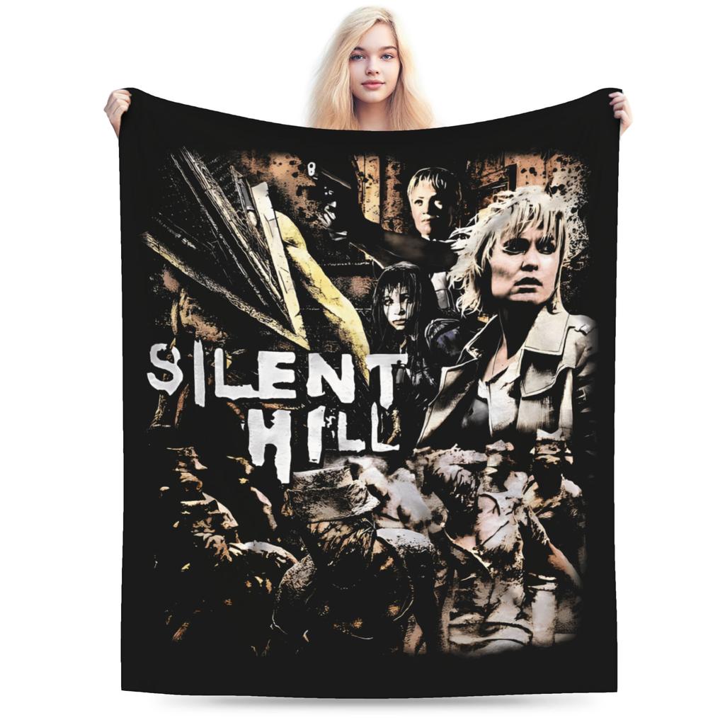Warm BlanketGirls Boys Camping Silent Hill Throw Blanket Run Heather Flannel Bedspread For Bedroom Funny Sofa Bed Cover