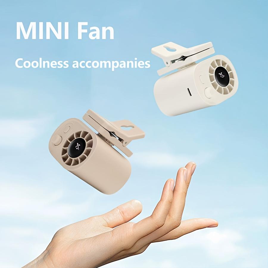 Portable Mini Fan, High-capacity High-speed USB Rechargeable Long-lasting Digital Display, Waist-mounted Fan/Desktop Fan