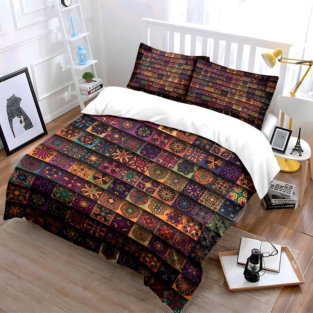 Colorful Geometric Pattern Bedding Set Bedding set (1 duvet cover, 2 pillowcases, duvet not included)