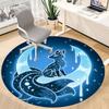 1pc Moon Fox Office Round Area Rug,  Mat Suitable For Office, Under Office Chairs Bedroom Living Room Home Decor, Room Deco
