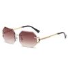 Unisex Metal Frameless Octagonal Sunglasses, Gradient Lenses With UV Protection For Daily And Outdoor Use