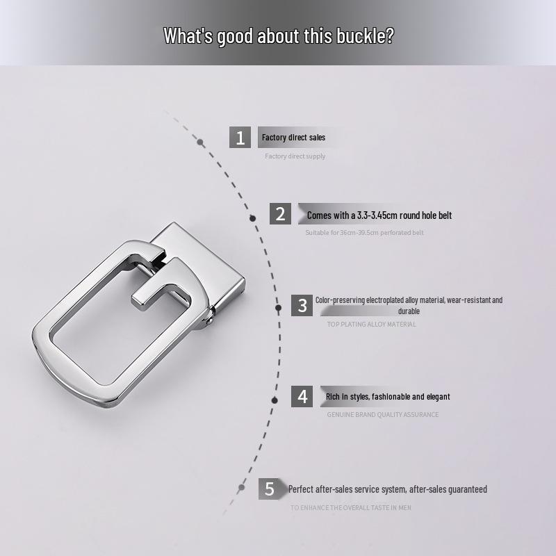 Men's Casual Leather Belt with Smooth Alloy G Buckle & Hole Punch Design